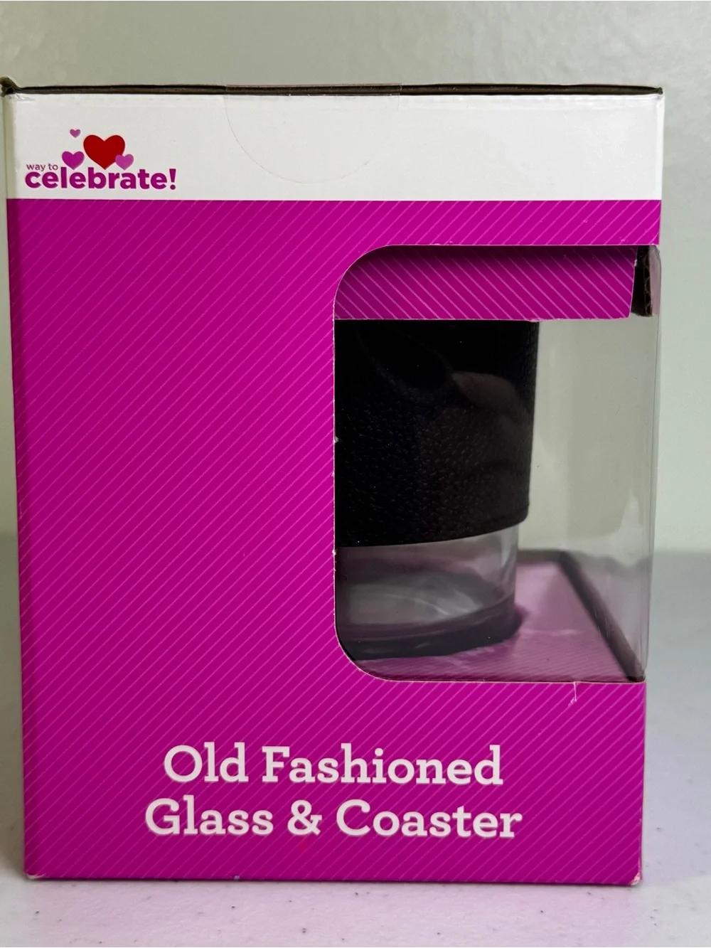 NEW 2pc Old Fashioned Whiskey Glass & Coaster Set 10oz Faux Leather